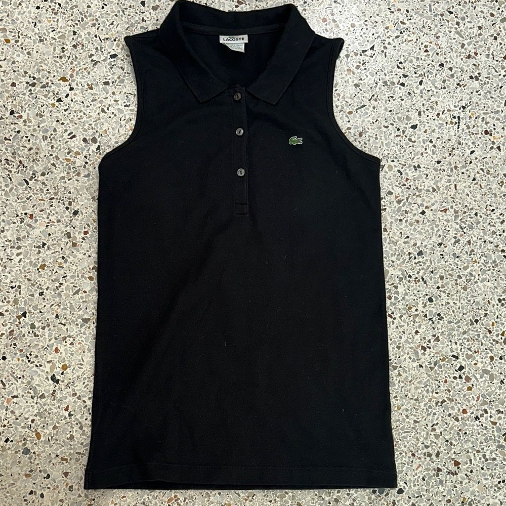 Lacoste black cotton polo tank sleeveless 40